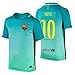 2016 Messi #10 Barcelona Away Jersey & Shorts for Kids and Youths Color Green ((9-10 Years Old))