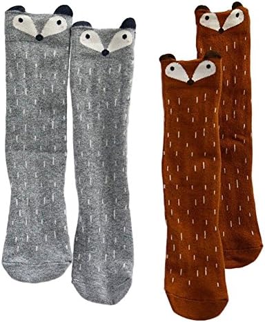  Toddler Baby Girls Adorable Animal Knee High Socks Fox Pattern Stockings 2 Pairs (S (0-2 Y))