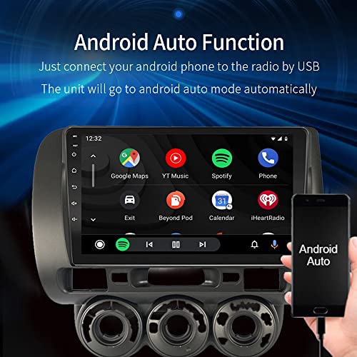 LEXXSON Carplay Android Radio for Honda Fit 2007 / Honda Jazz 2001-2006 with 9 Inch Capacitive Touch Screen High Definition GPS Navigation USB Reader Bluetooth 2G DDR3+32G NAND