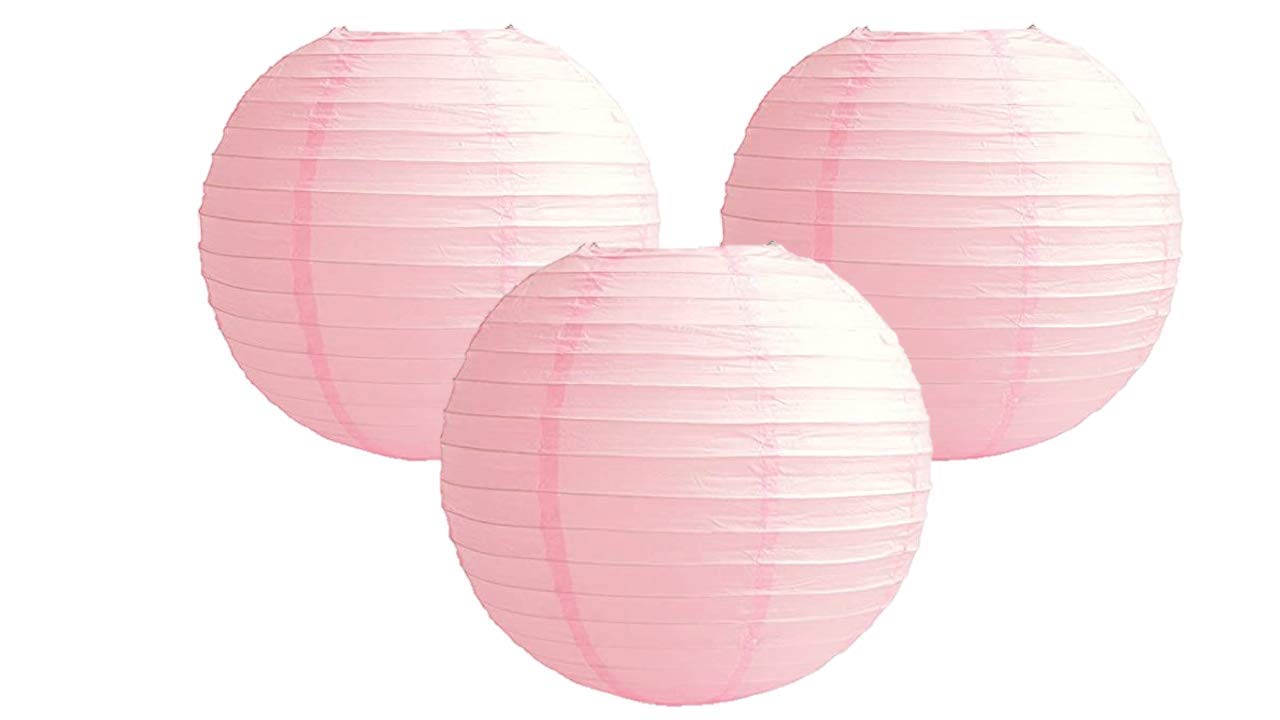 Pack of 3 Paper Lantern Lampshade Party Birthday Baby Shower Wedding Celebration Decoration 4"(10cm) -16"(40cm) (Pink, 10" (25cm))