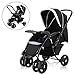 Two Way Stroller, Baby Foldable Conversable Pushchair w/ 5- Point Safety Harness, Sleeping Cushion, Storage Basket, Free Standing by Costzon (Deluxe Black)