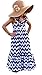 Jane'S Mall Kids Girls Backless Wave Stripe Maxi Long Sundress Boho Dress Skirt, Blue, 130CM FOR 6-7YEARS