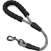 Mycicy Short Dog Leash 18 Inch Rope Traffic Leash with Padded Dog Handle | 1/2&rdquo; Strong Nylon Tab 1.5FT Control Dog Lead for Medium Large Dogs Training Walking (Black)