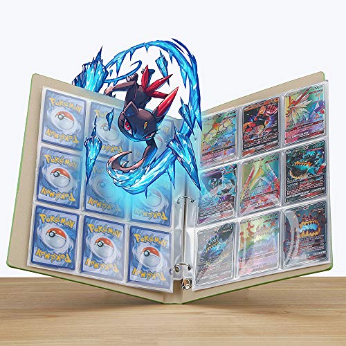 AHGXG 100 Sheets Clear Trading Card Sleeve Pages, 900 Pockets Business Card Storage Pokemon Card Collector for 3 Ring Binder