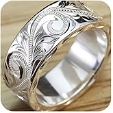 925 Sterling Silver Ladies' Ring - Minimalist Embossed Vine Design, Suitable for Engagement Ring for Women Wedding Ring Engagement Wedding Party Band Ring Size 10