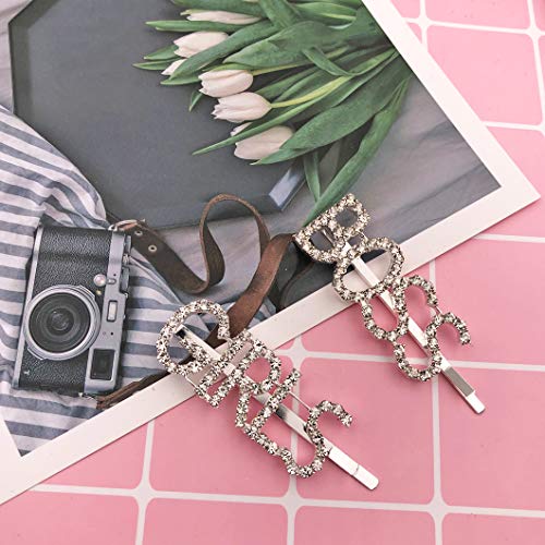 image for Messen 10PCS Sparkly Letter Hair Clip Rhinestones Word Barrettes Pins 