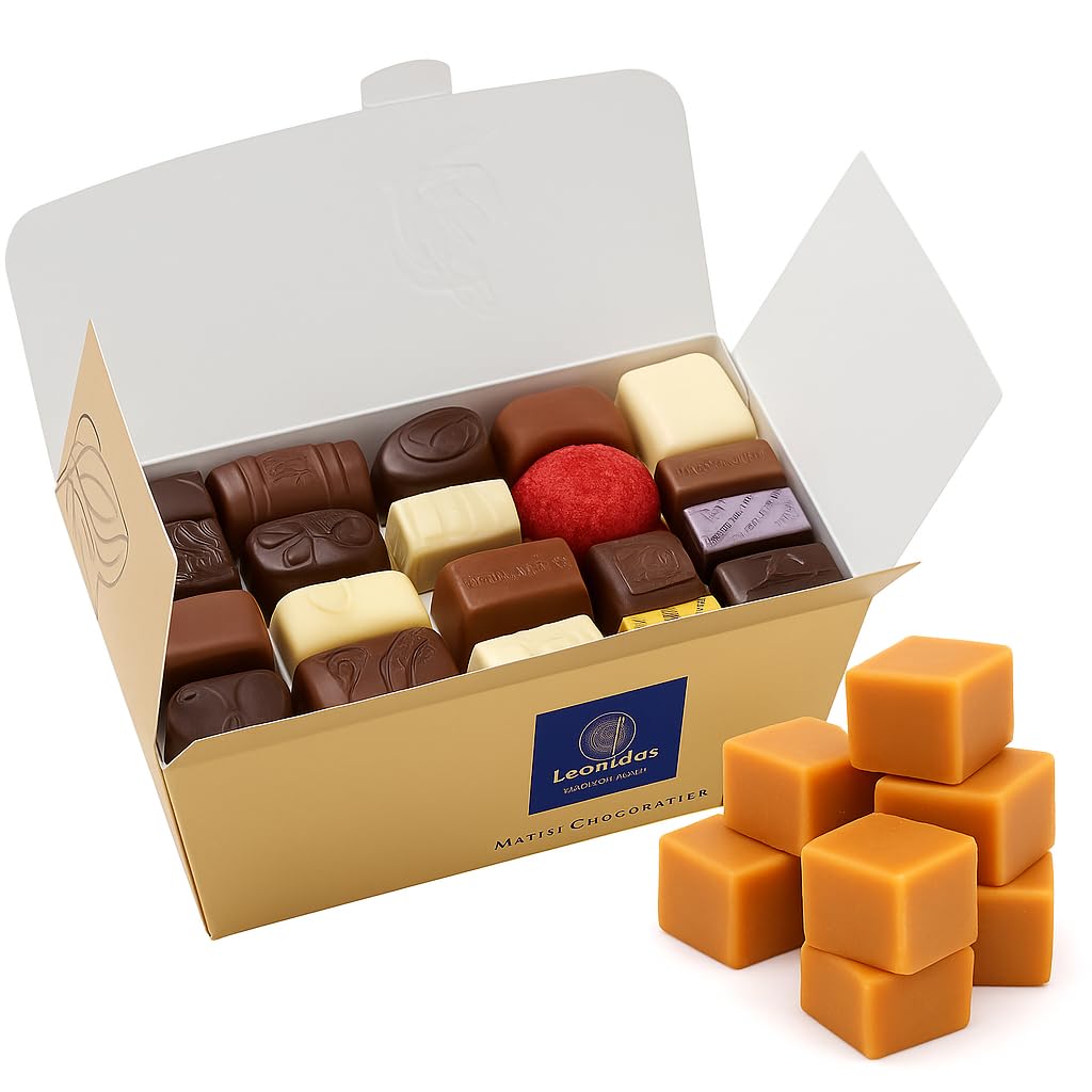 Leonidas Luxury Belgian Chocolate Gift Box (500 g Ballotin) – Assorted Pralines, Ganache, Truffles & Creams with FREE Fudge Slab | Premium Chocolatier Gift Selection