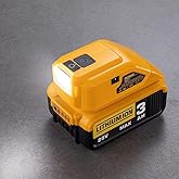 Battery Adapter for DCB090 for DCB091 for Dewalt 14.4V/18V/20V Lithium Ion Battery,DC Port & LED Work Light &Dual USB Charger