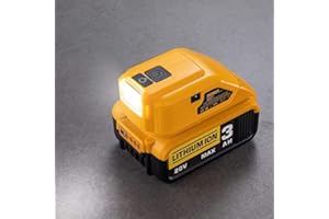 Battery Adapter for DCB090 for DCB091 for Dewalt 14.4V/18V/20V Lithium Ion Battery,DC Port & LED Work Light &Dual USB Charger