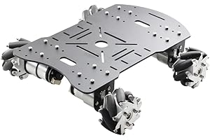 Moebius Metal Mecanum Omni Wheel Robot Car Kit with 4pcs DC 12V Speed Encoder Motor, 4WD Robot Platform Chassis Maximum Load 15KG for Arduino/ Raspberry Pi DIY STEM Educational Competition