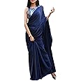 BE4ME.COM Women's Partywear saree Plain Satin silk saree Matching saree Partywear Plain Bridesmaid saree saree