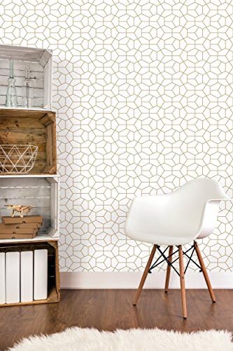 Temporary Abstract Wallpaper - Geometric Removable Wall Paper - Hexagon Self Adhesive Wall Decal - Peel and Stick Art Deco Fabric CC102