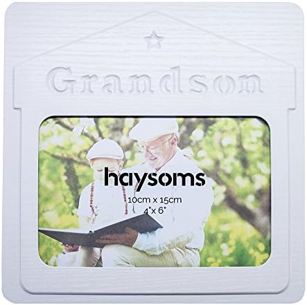 Grandson 4" x 6" Picture Frame in White Gloss Driftwood Effect MDF by Haysoms