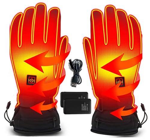 YGGKY Electric Battery Heated Gloves for Men Women, Winter Waterproof Touchscreen Thermal Insulated Heated Gloves Ski Bike Motorcycle Warm Gloves for Climbing Hiking Skiing