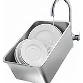 Stainless Steel Dish Basin, 18L Multipurpose Kitchen Sink Tub for Washing Dishes &amp; Vegetables, Heavy-Duty Rust-Resistant Dishpan with Flat Base (15.74"x11.8"x5.9")