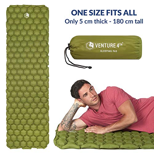 VENTURE 4TH Ultralight Air Sleeping Pad - Lightweight, Compact, Durable - Air Cell Technology for Added Stability and Comfort While Backpacking, Camping, and Traveling (Dark Green) - Thumbnail 4