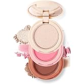 Travel Size Makeup Kit, Blush &amp; Highlighter &amp; Contour Powder Palette | Pink Blush, Pearl Highlighter, Marbled Blush-Bronzer, Soft Glow