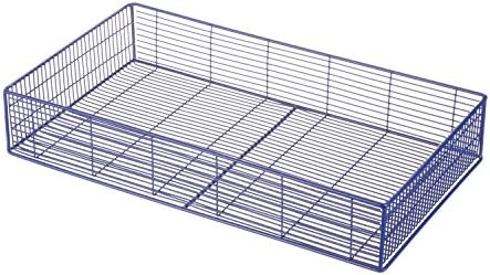 Marlin Steel Wire Plain Steel Wire Tote Basket, Blue Powder Coat (11"L x 20"W x 3.5"H)