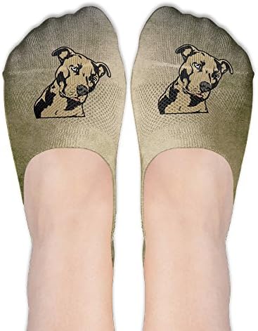 Brown Pit Bull Cartoon Women's Thin Casual No Show Socks Non Slip Flat Boat Line