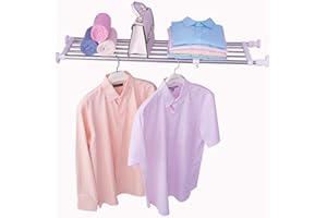 Hershii Expandable Shelf Rod Closet System 5-Bar Telescopic Heavy Duty Clothes Hanger Adjustable DIY Storage Organizer Shoe Rack