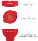 Brensten Collapsible Silicone Microwave Popcorn Popper Bowl Red view 4