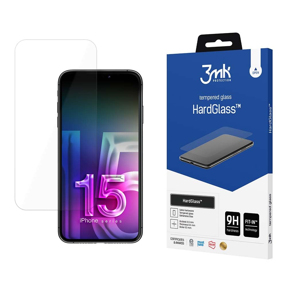 9H Tempered Glass Screen Protector For iPhone 15-3mk HardGlass