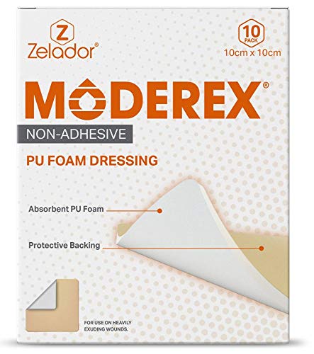 Moderex Non Adhesive Foam (Sponge) Dressing for Medium to Heavily exuding Wounds (10x10cm x 10)