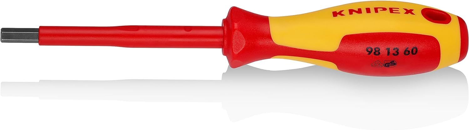KNIPEX Screwdriver for Hexagon Socket Screws Insulated with Multi-Component Grips, VDE-Tested 212 mm, 98 13 60