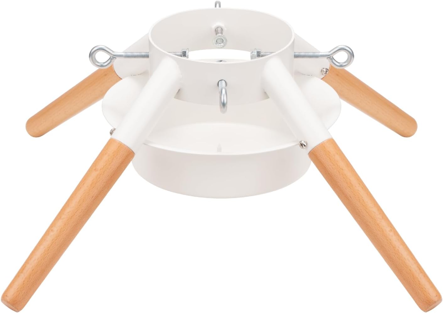 Tree Stands - White Christmas Tree Stand Metal Xmas Tree Base Holder Stand for 10ft Real Tree Christmas Tree Decorations Fits Up to 4.9