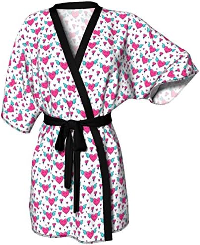 KokiMono Special Edition Hand Sewn Robe in Chiffon or Silky Knit - Love Me Doodle Series (Large/XL, Love Me Doodle)