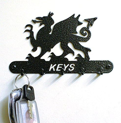 Silhouette Black Solid Steel 5 Hook Key Holder - Available in 14 Designs (Dragon)