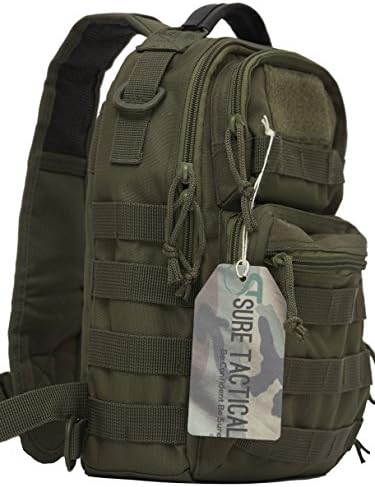 Sure Tactical Compact Sling Pack - Tactical Backpack, Molle Compatible - Olive Drab Green