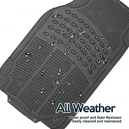 Zone Tech All Weather Rubber Semi Pattern Car Interior Floor Mats – 4-Piece Set Gray Heavy Duty Car Interior Floor Mats - Thumbnail 2