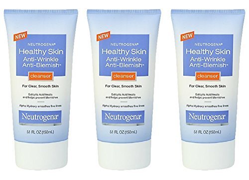 Neutrogena Healthy Skin Anti-Wrinkle Anti-Blemish Cleanser, 5.1 Ounce (Pack of 3)