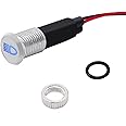 Taiss LED Indicator Pilot Dash Light Blue (High Beam Indicator), 5/16"(8mm)12V LED Metal Signal Indicator Light.