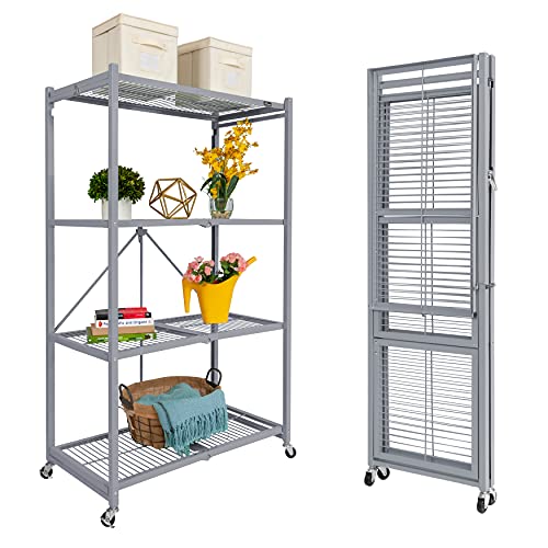 Origami 3Tier Storage Shelves on Wheels, Steel Shelving Holds 1000