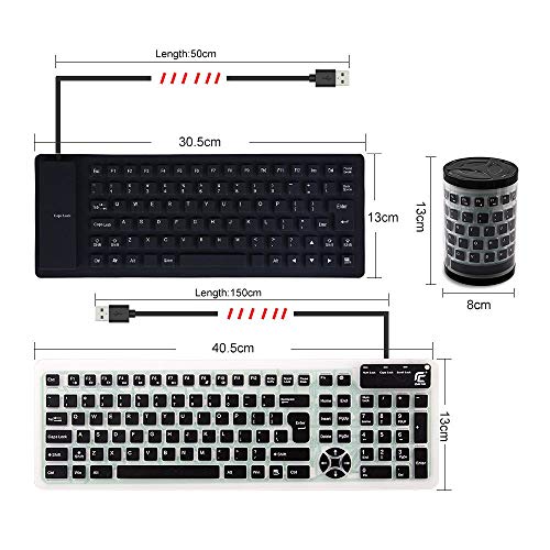 CHINFAI External Keyboard for Laptop Silicone Roll Up Folding Travel