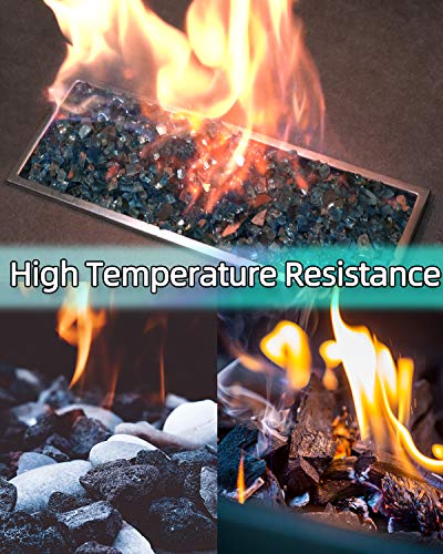 FutureWay Fire Glass Beads 20 Pound - 1/4 Inch Fire Pit Glass for Indoor and Outdoor Natural or Propane Fire Pits Fireplaces, Caribbean Blue High Luster