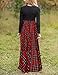 MEROKEETY Women's Plaid Long Sleeve Empire Waist Full Length Maxi Dress with Pockets