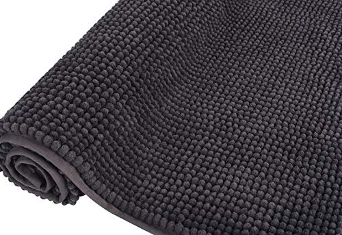 Bath Rug 20"x 30" Grey Ultra Thick and Soft Texture Chenille Bathroom Rug Non-Slip Door Mat for Kitchen/Entryway (Charcoal) - Thumbnail 7