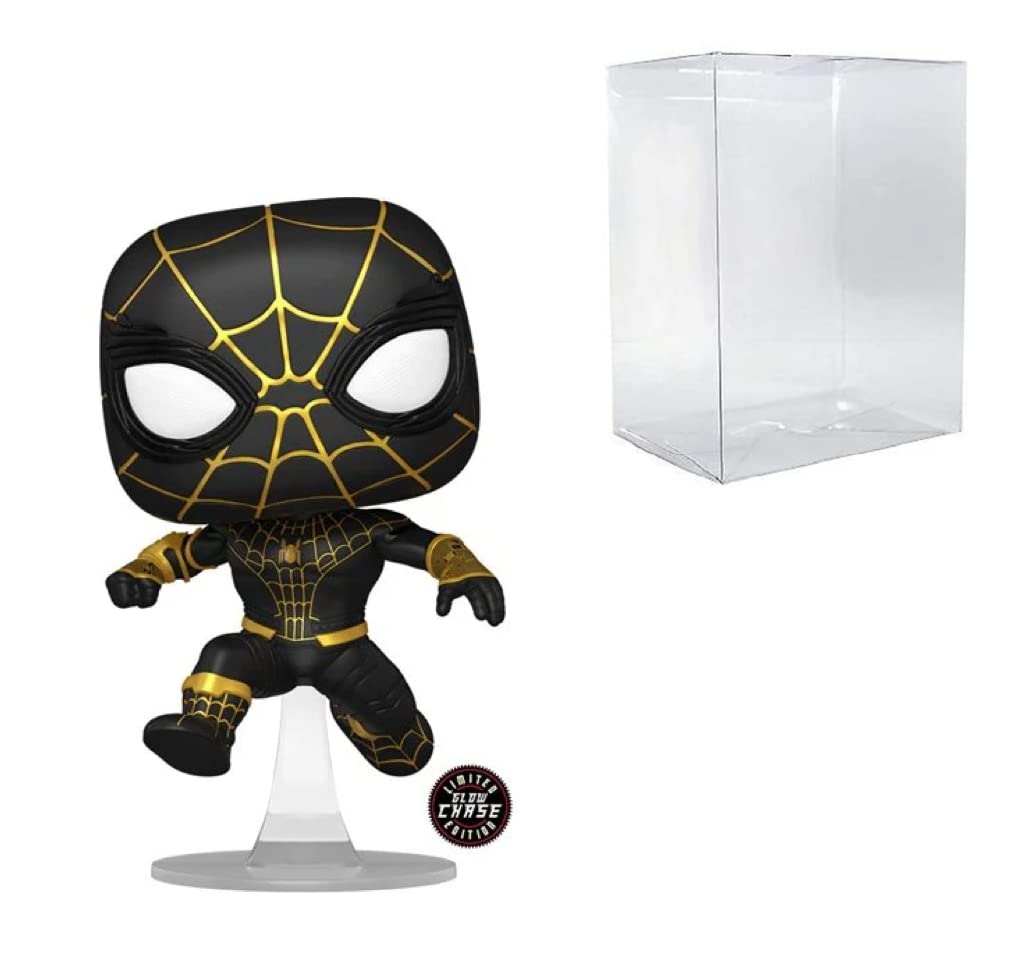 POP! Spider-Man: No Way Home Unmasked Spider-Man Black Suit Chase Vinyl Figure - AAA Anime Exclusive (Bundled with Compatible Box Protector Case)