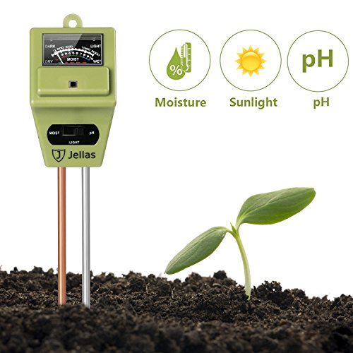 Jellas Soil Moisture Meter 3-In-1 Soil pH Meter Moisture Sensor Sunlight pH Soil Test Kits for Home and Garden, Indoor/Outdoor Plants - Olive Green
