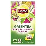 Lipton Green Tea Bags, Orange Passionfruit Jasmine 20 ct, Pack of 6