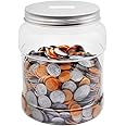 Yamahiko Large Clear Coin Bank Jar with Slotted Lid, Big Plastic Money Tip Change Savings Coin Jar for Piggy Bank or Raffle Ticket, Clear Money Coin Tip Piggy Change Bank Box for Adults Teens Kids