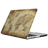 iCasso New Art Fashion Image Series Ultra Slim Light Weight Rubberized Hard Case Glossy Clear Crystal Snap-On Hard Cover Case for MacBook Pro 13 inch Retina (Model: A1425/A1502) - Vintage Map