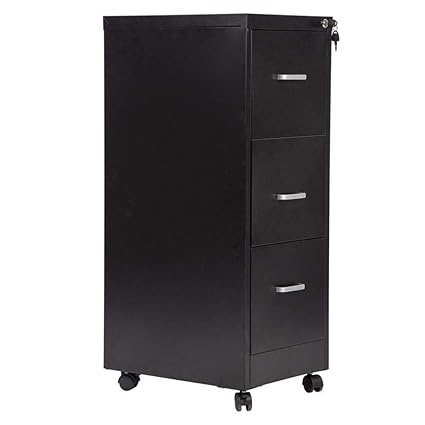 Amazon Com Black Rolling Mobile 3 Drawer File Cabinet With Lock