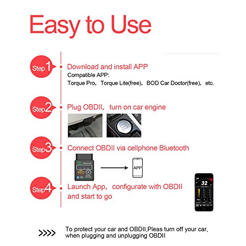 obdator Car Bluetooth OBD OBD2 Scanner Code Reader HH Advance Universal Vehicle Engine System Scanner OBD 2 OBDII Check Engine Light Diagnostic Scan Tool for Android PC - Thumbnail 4