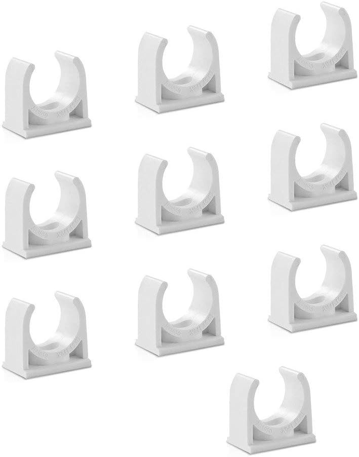 Sinmova 10PCS 50mm U Type Pipe Clamps Tubing Clips Conduit Fittings White, For Water Pipe: White, diameter 50mm