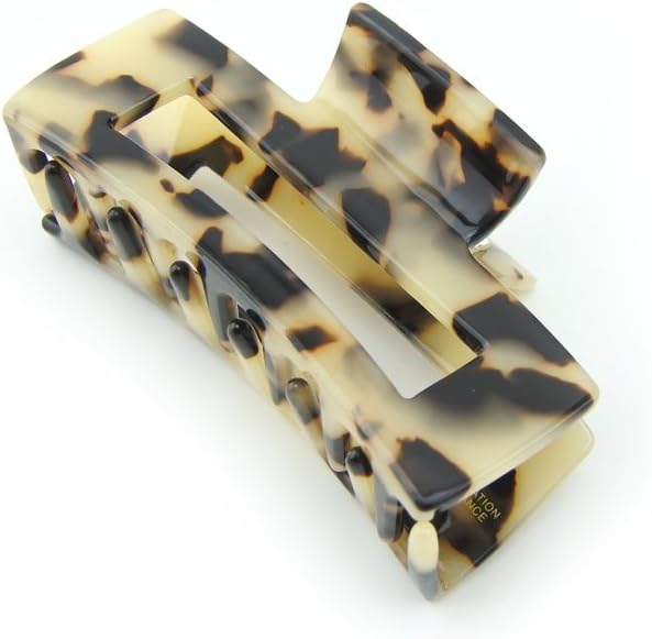 MeilliwishNoble Square Beautiful Hair Claw Clip for Women Girls 1 PCS(D62)(Beige)
