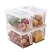 MineDecor Plastic Storage Containers Square Handle Food Storage Organizer Boxes with Lids for Refrigerator Fridge Cabinet Desk (Set of 4 Pack, Large Organizer Bins)